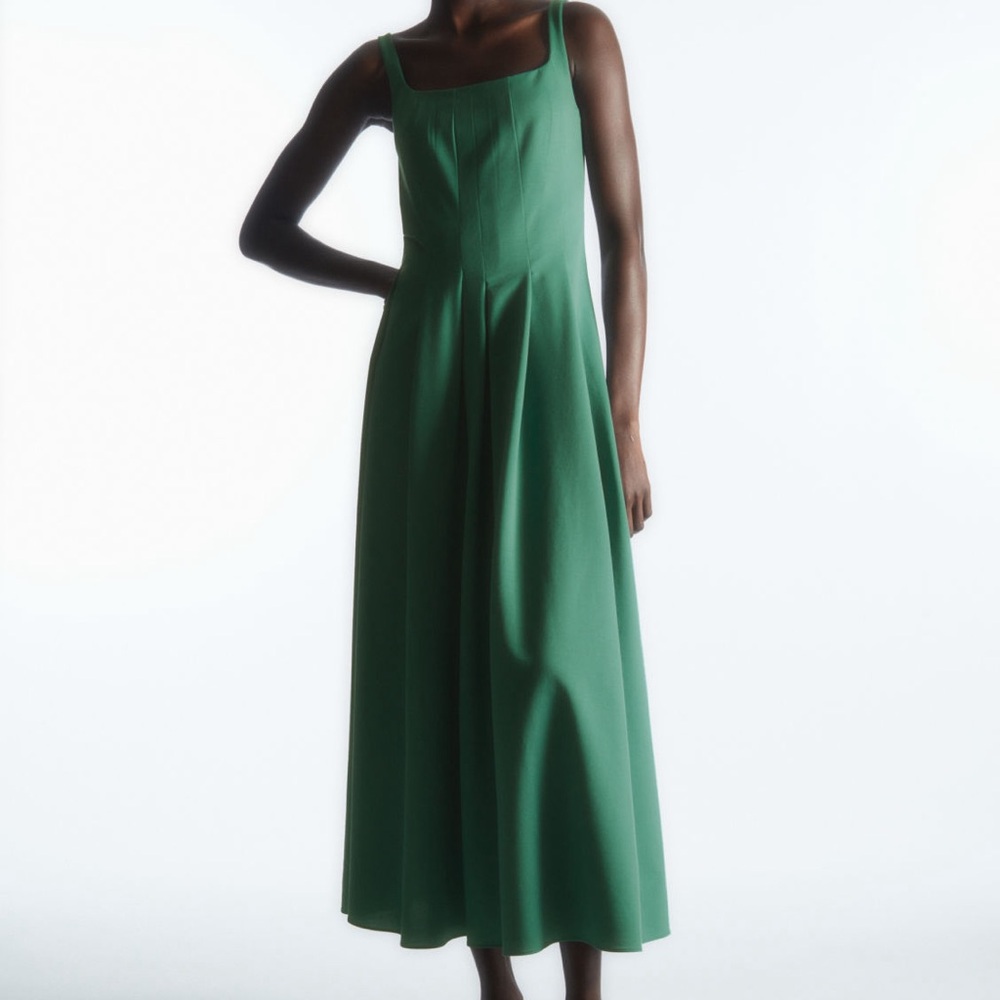 Cos corset pleated midi dress